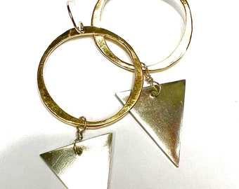Triangle hoop Earrings, big silver or gold hoop earrings, statement earrings
