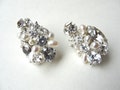 Catherine Cluster Bridal Stud earrings, Pearl and Rhinestone Stud Earrings, statement earrings, pear shaped earrings, oval wedding earrings