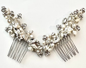 The V hair combs, rhinestone diamond bridal hair combs