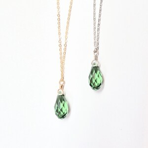 Swarovski Crystal droplet necklace, crystal drop briolette non-tarnish hypoallergenic jewelry
