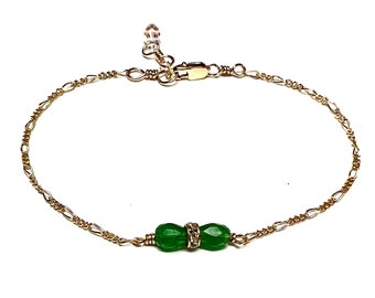 Jade sparkle Bracelet, 14k gold filled non-tarnish waterproof