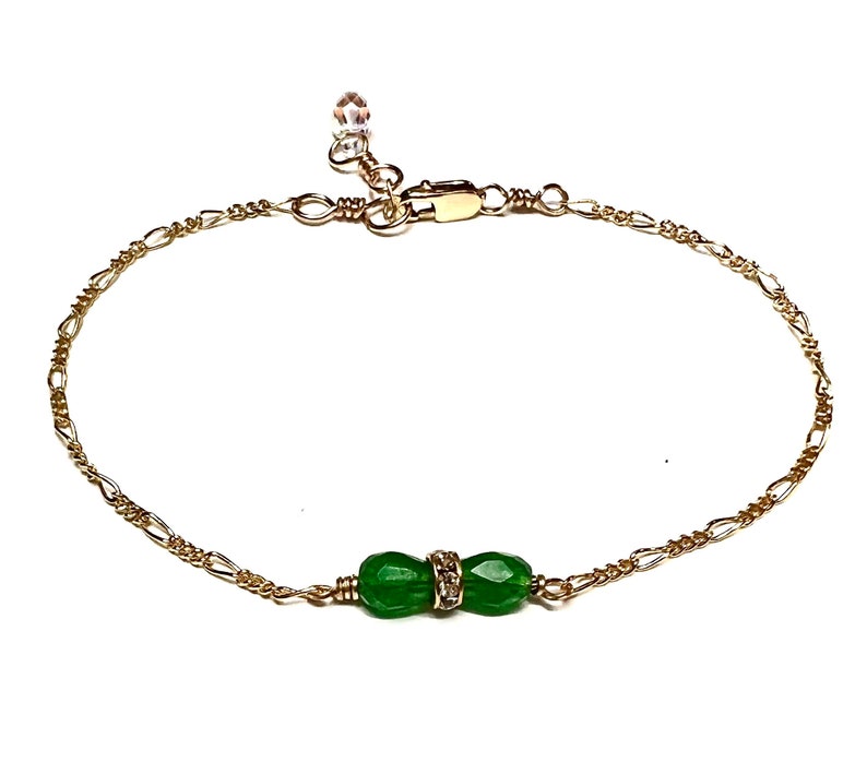 Jade sparkle Bracelet, 14k gold filled non-tarnish waterproof image 1