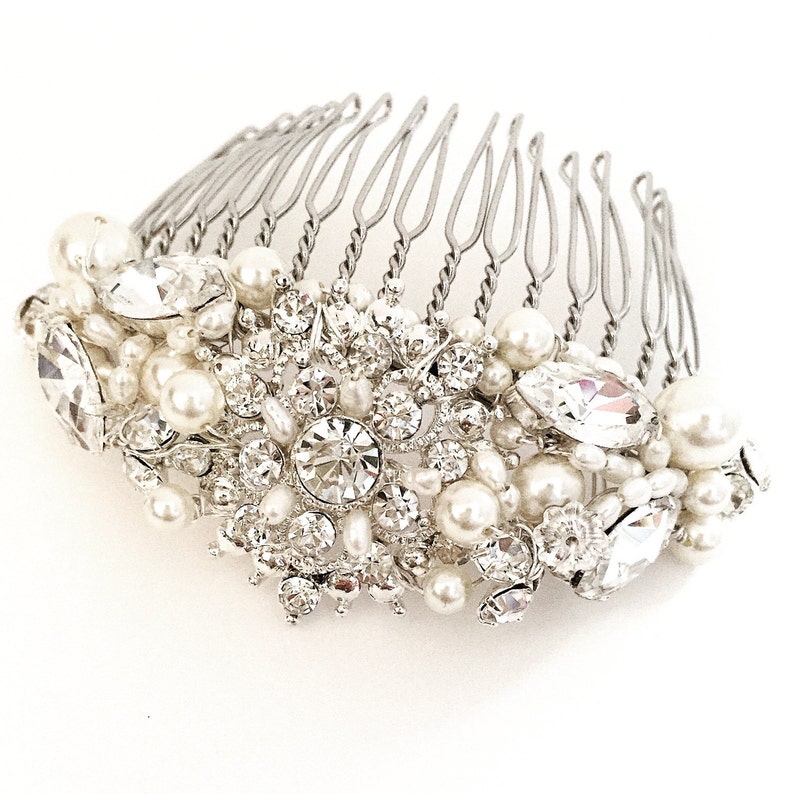 The Princess Hair Comb, Diamond Bridal Bridal Comb, Silver
