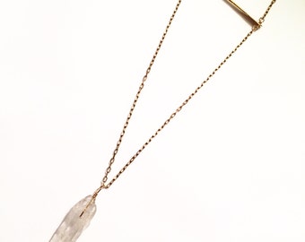 Quartz Bar Necklace, Long quartz necklace, wanderlust necklace