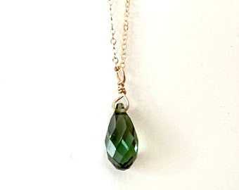 Swarovski Crystal droplet necklace, crystal drop briolette non-tarnish hypoallergenic jewelry