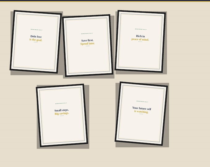 Money Mindset Wall Art Bundle — 5 Printable Quote Prints