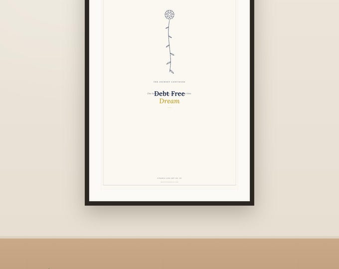 A Motivation Debt Free Dream Printable Art | Money MotiFlower Line Art | Debt Payoff Wall Art