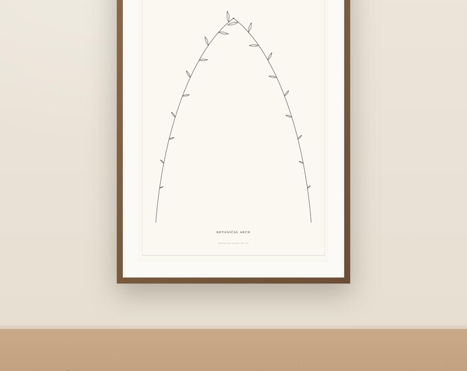 Botanical Arch Line Art Printable | Minimalist Leaf Print | Black and White Wall Art | Modern Gallery Wall Decor