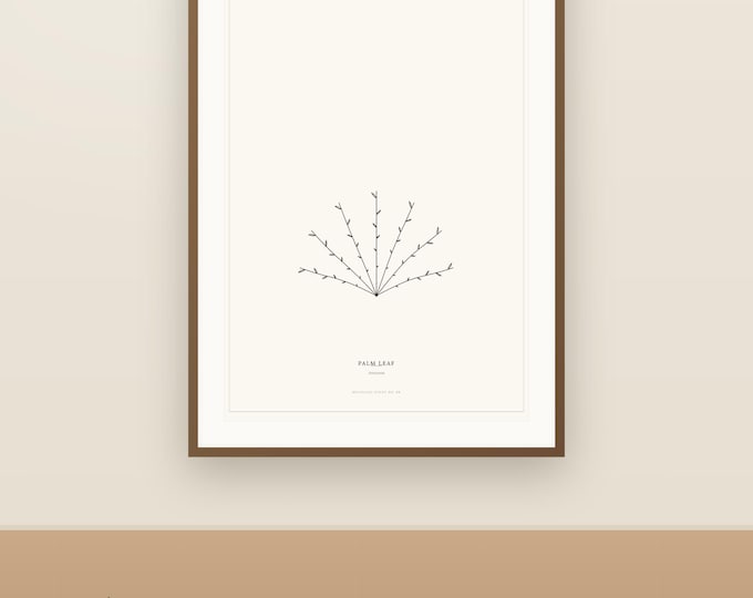 Palm Leaf Line Art Printable | Tropical Botanical Print