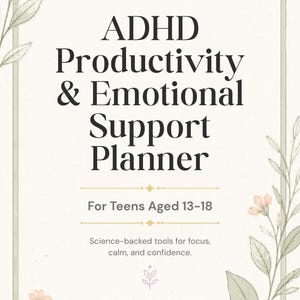 Agenda per la produttività di adolescenti con ADHD / PDF stampabile in formato A4 / Concentrazione, compiti, studio e supporto emotivo / 40 pagine