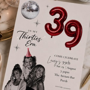 Invitación de cumpleaños número 39 / Fiesta de cóctel disco "En mis treinta" (Descarga digital)