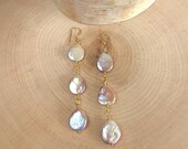 Valentine 39 s Day Gift-Birthday Day Gift-Pink Parisian Passion Earrings-Naturally Pink Cultured Freshwater Pearl 14k Gold Filled Chain