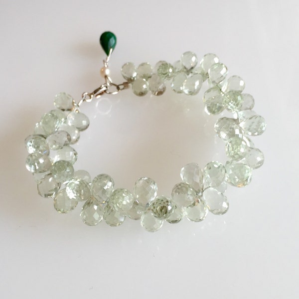 Glamorous Green Amethyst Briolette Bracelet/Glamorous Green Amethyst Briolette Bracelet /Spring Collection/Gift//Brides Maides Gift