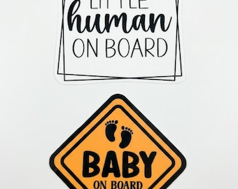 2-Pack Baby on Board & Little Human On Board Car Decals – Classic and Minimalist Style
