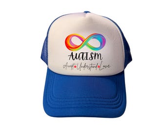 Neurodivergent Pride Foam Trucker Cap, Rainbow Infinity Autism Support Hat, Summer Mesh Snapback for Advocates
