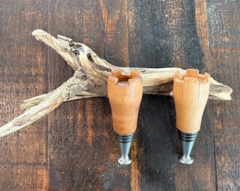 Wood Turned Wine Bottle Stoppers, pair of 2