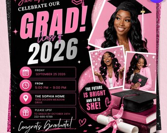 Editable Graduation Invitation Flyer, Graduation Party, Class Of 2026 Flyer, Graduate Flyer, Graduation Party,Graduation Invitation Template