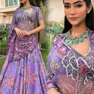 wedding lehenga choli with Embroidery Sequins Work Hand Real Mirror Work Indian Ethnic Wear