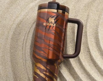 Stanley X Tyla Tyger 40oz Tumbler Limited Edition Preorder | Brown Animal Print Cup | Insulated Coffee Tumbler Gift