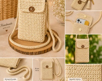 Modello per borsa per cellulare all'uncinetto / Tutorial per borsa a tracolla fatta a mano (Download PDF)