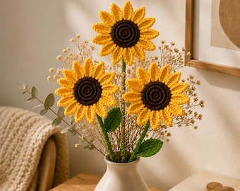 Sunflower Crochet Pattern PDF | Crochet Sunflower Flower Tutorial | amigurumi crochet pattern | DIY Handmade Floral Decor