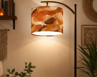 Terracotta Abstract Arc Floor Lamp | Earthy Brushstroke Art Shade, Warm Home Lighting