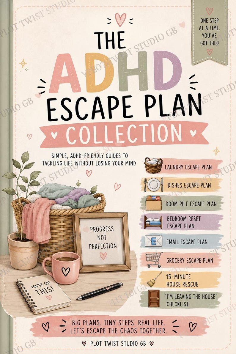 ADHD Escape Plan Collection | Printable Home Reset Workbook (Digital Download) image 2