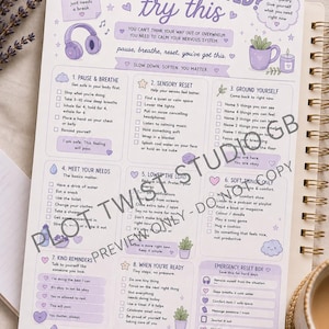 ADHD Overstimulation Printable | Calm Down Checklist | Neurodivergent Sensory Reset | Anxiety & ADHD Support | Digital Download