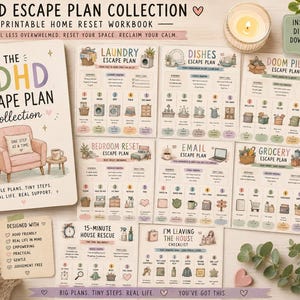 ADHD Escape Plan Collection | Printable Home Reset Workbook (Digital Download) image 1