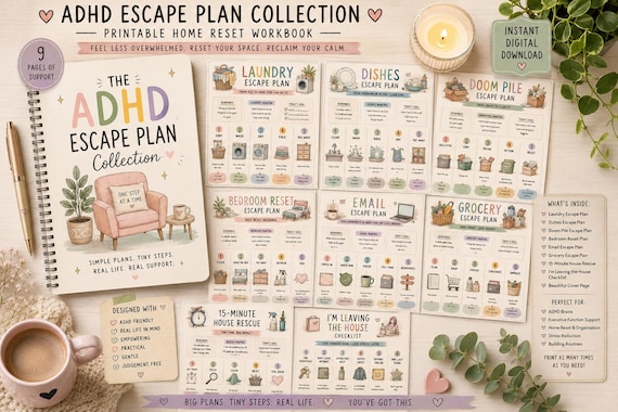 ADHD Escape Plan Collection | Printable Home Reset Workbook (Digital Download)