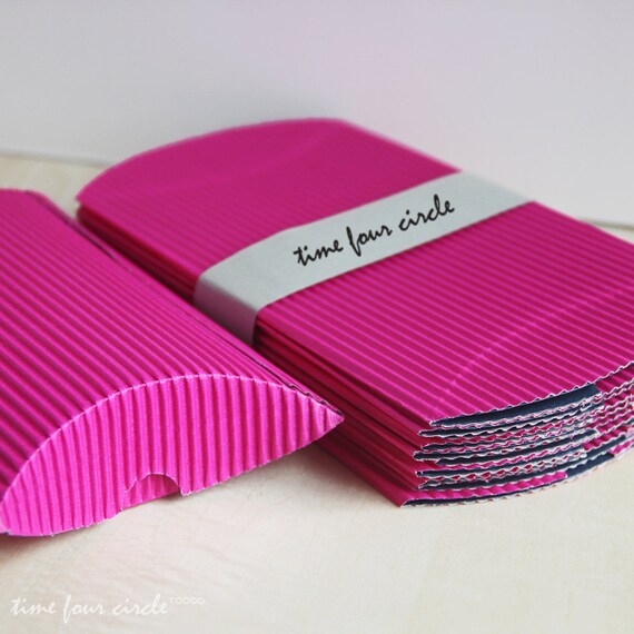 Items similar to Set of 5, Neon Pink Strip Pillow Boxes, Favor, Gift