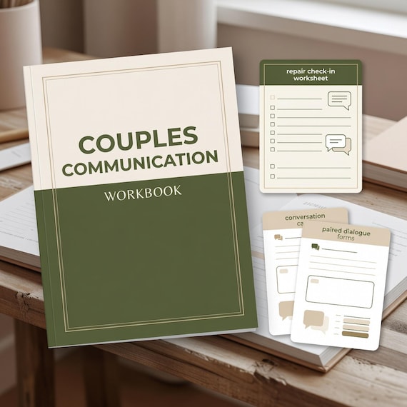 Couples Therapy Worksheets, Communication Workbook, Conflict Repair Printable PDF actual PDF cover preview