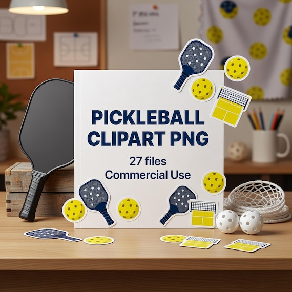 Pickleball Clipart PNG Bundle, Paddle Ball Court Sticker Art Commercial Use transparent PNG clipart preview 1