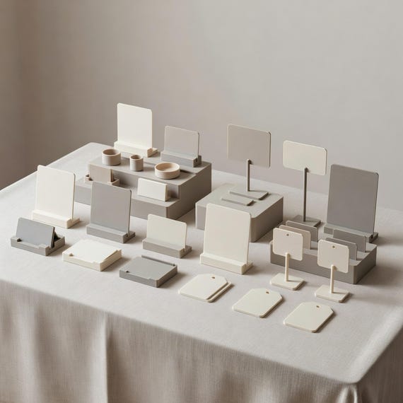Maker Market Display Starter STL Bundle, QR Sign Card Holder Tags and Riser
