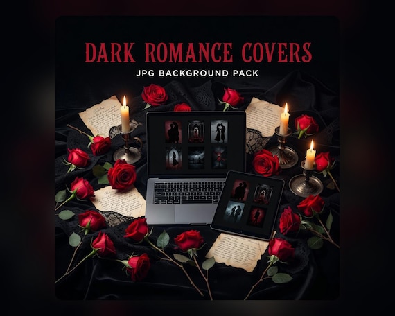 Dark Romance Book Cover Backgrounds, Gothic Floral JPG Art Pack for Authors preview image from SteadyStackStudio