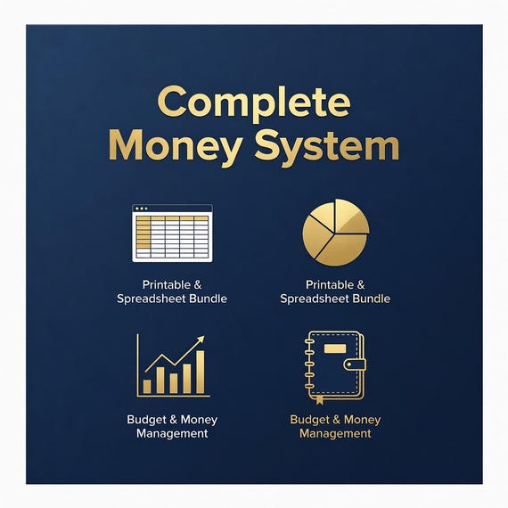 Complete Budget Planner Bundle, Money Management Spreadsheet System preview image from SteadyStackStudio