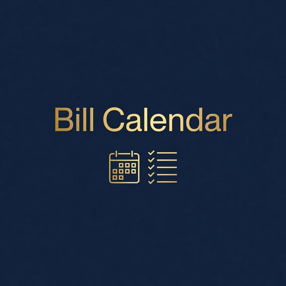 Bill Calendar Printable, Monthly Payment Checklist and Budget Tracker PDF preview image from SteadyStackStudio