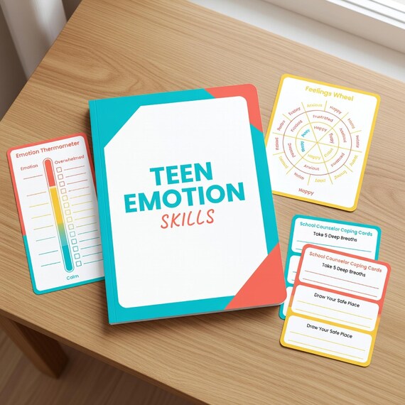 Emotional Regulation Worksheets for Teens, Coping Skills Workbook Printable PDF actual PDF cover preview
