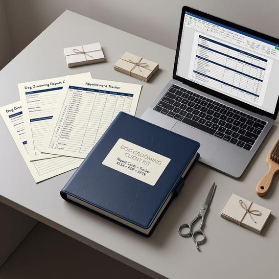 Dog Grooming Client Card Template, Report Card and Appointment Tracker