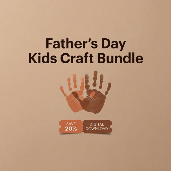 Father's Day Kids Craft Bundle, Handprint Art, Coupons and Printable Cards preview image from SteadyStackStudio