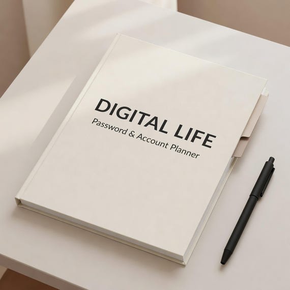 Digital Life Organizer Printable, Password Log and Online Account Planner PDF Word