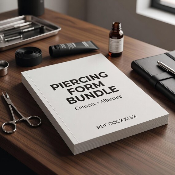 Piercing Consent Form Bundle, Aftercare Card and Client Intake Templates actual form and workbook preview 1