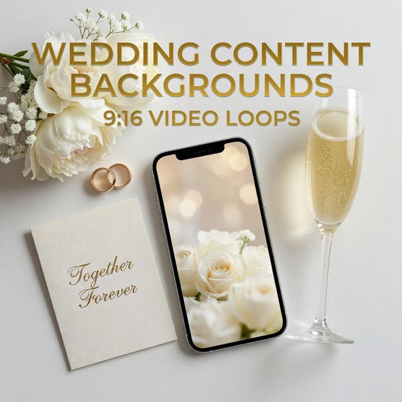 Wedding Content Background Video Pack, Luxury Bridal 9x16 MP4 Loops and JPGs preview image from SteadyStackStudio