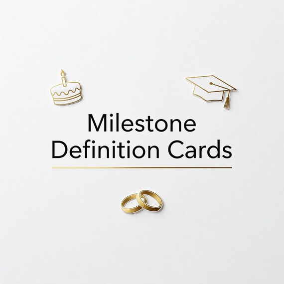 Milestone Definition Cards Printable, Birthday Graduation Dad Teacher Gift PDF preview image from SteadyStackStudio