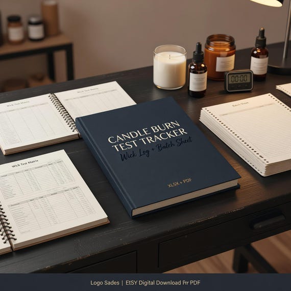 Candle Burn Test Tracker Spreadsheet, Wick Test Log and Batch Record Printable