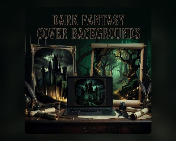 Dark Fantasy Book Cover Backgrounds, Romantasy Author JPG Art Pack Commercial Use preview image from SteadyStackStudio