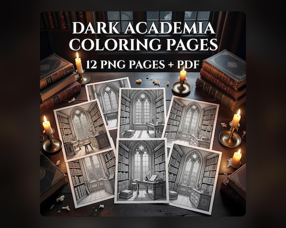 Dark Academia Coloring Pages preview 1