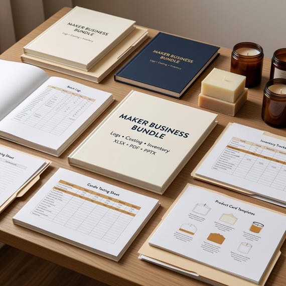 Soap and Candle Maker Business Bundle, Batch Logs Costing Inventory and Label Templates