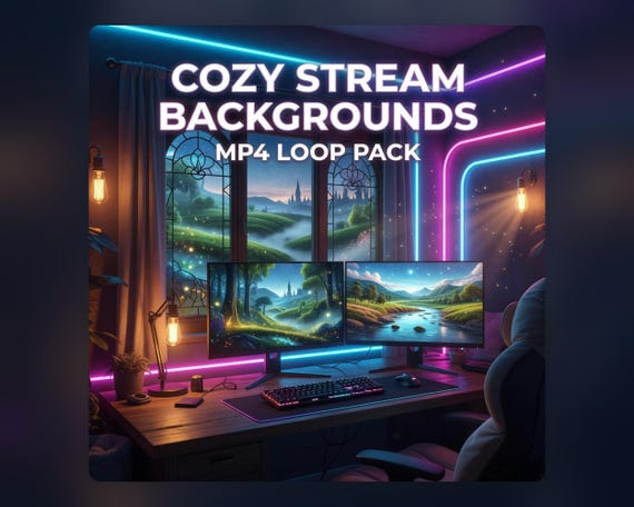 Cozy Stream Background Pack, Animated MP4 Loop Overlays for Creator Screens preview image from SteadyStackStudio