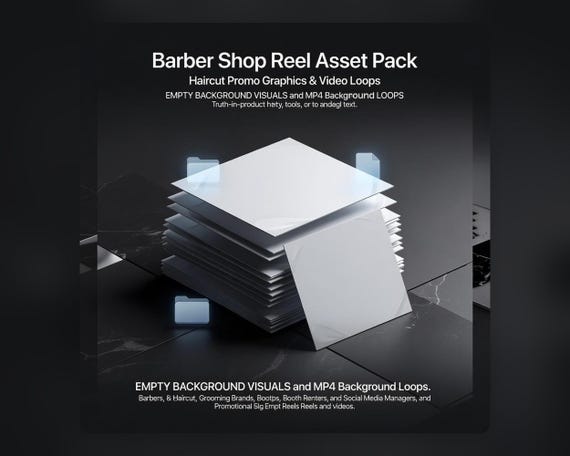Barber Shop Reel Asset Pack, Haircut Promo Graphics and Video Loops preview 1